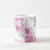 Elegantes, tiefrosa, florales Herz Wasserfarbe Kaffeetasse (Mittel)