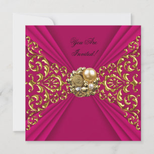 Elegantes Tiefrosa Rot Gold Für Alle Anlässe Einladung