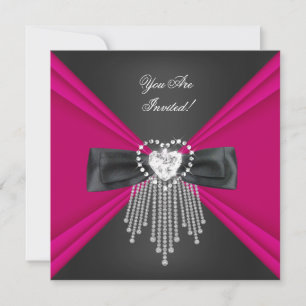 Elegantes Tiefrosa Schwarz für alle Anlässe Einladung