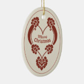 Elegantes tiefrotes Weihnachtsherz CC1069 Keramik Ornament (Rechts)