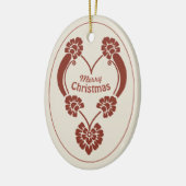 Elegantes tiefrotes Weihnachtsherz CC1069 Keramik Ornament (Links)