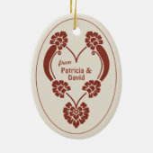 Elegantes tiefrotes Weihnachtsherz CC1069 Keramik Ornament (Hinten)