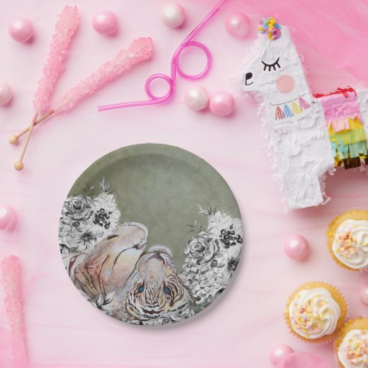 Elegantes Tiger Botanisches Party Pappteller (Party)