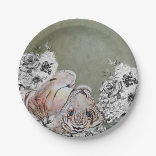 Elegantes Tiger Botanisches Party Pappteller