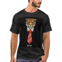 Elegantes Tiger-T-Shirt mit Krawatte – Mutiges Des