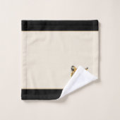 Elegantes Tigergesicht auf Beige und Schwarz Badhandtuch Set (Waschlappen)