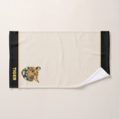 Elegantes Tigergesicht auf Beige und Schwarz Badhandtuch Set (Handtuch)