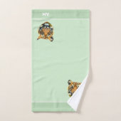 Elegantes Tigergesicht auf Kalkgrün Badhandtuch Set (Handtuch)