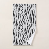 Elegantes Tigerhautmuster in Schwarz & Hellgrau Badhandtuch Set (Handtuch)