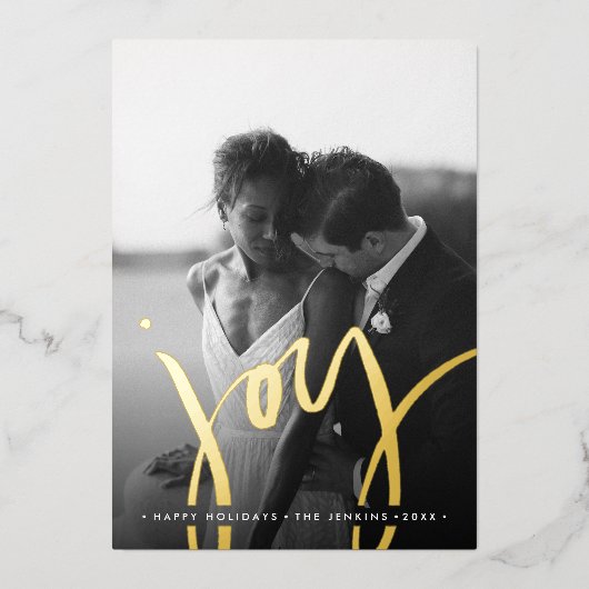 Elegantes Timeless Simple JOY GOLD HOLIDAYS FOTO Folieneinladung (Vorderseite)