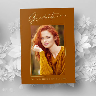 Elegantes Tintenmanuskript-Foto Grad Rust Orange K Folieneinladung