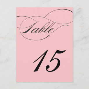 Elegantes Tischnummern-Script Postkarte Blush