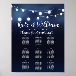 elegantes Tischprogramm Party-/Hochzeitseeinleucht Poster