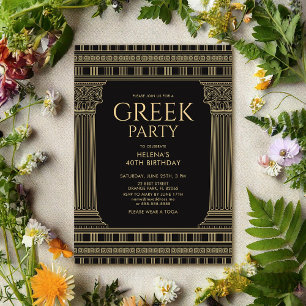 Elegantes Toga-Party-Design mit Tempel-Säulen Einladung
