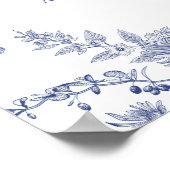 Elegantes Toile Begrüßungszeichen von Blue Floral Poster (Ecke)