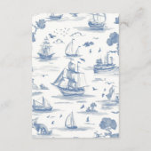 Elegantes Toile Nautical Baby Shower Diapper Raffl Begleitkarte (Rückseite)