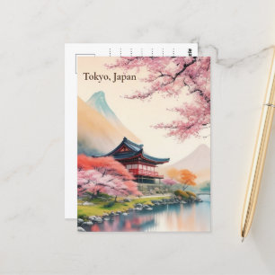 Elegantes Tokio, Japan Vintage Wasserfarbe Reise P Postkarte