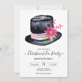 Elegantes Top Hat und Poinsettia Christmas Tea Par Einladung (Vorderseite)