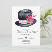 Elegantes Top Hat und Poinsettia Christmas Tea Par Einladung (Stehend Vorderseite)