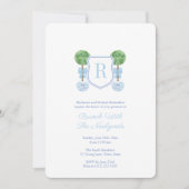 Elegantes Topiary Monogram NewlyWeds Brunch-Party Einladung (Vorderseite)