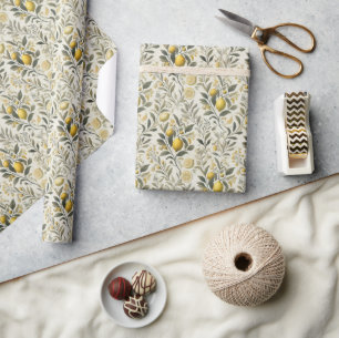 Elegantes toskanisches Zitronen- und Oliven-Gesche Geschenkpapier