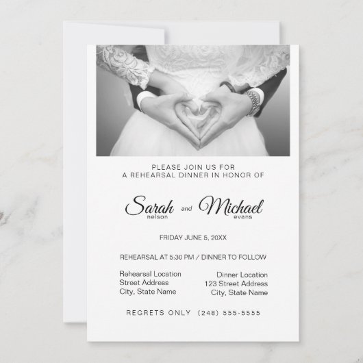 Elegantes traditionelles Foto Abendessen Probe Einladung (Vorderseite)