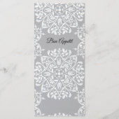 Elegantes traditionelles Foto-Hochzeitmenü Menükarte (Rückseite)