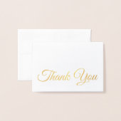 Elegantes traditionelles Gold Script Vielen Dank Folienkarte (Vorderseite mit Umschlag)