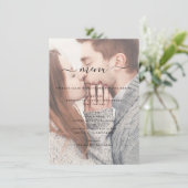 Elegantes transparentes Foto Hochzeit und Typograf Menükarte (Stehend Vorderseite)