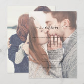 Elegantes transparentes Foto Hochzeit und Typograf Menükarte (Vorne/Hinten)