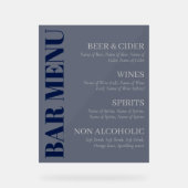 Elegantes transparentes Menü der Gray Typografy Ba Acrylschild (Vorderseite)