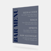 Elegantes transparentes Menü der Gray Typografy Ba Acrylschild (Winkel)