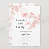 Elegantes Traubenmost Champagner Brautparty Einladung (Vorne/Hinten)