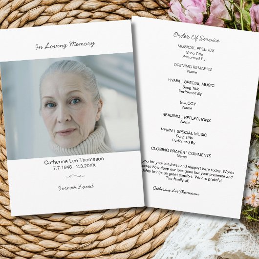 Elegantes Trauerfeierprogramm mit Foto Programm