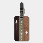 Elegantes Traveler Brown und Black Leather Monogra Gepäckanhänger (Vorderseite vertikal)