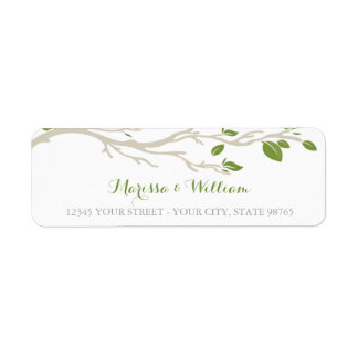 Elegantes Tree Branch Green/Beige Address Label