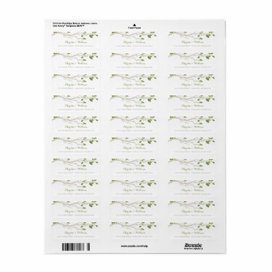 Elegantes Tree Branch Green/Beige Address Label (Vorne)