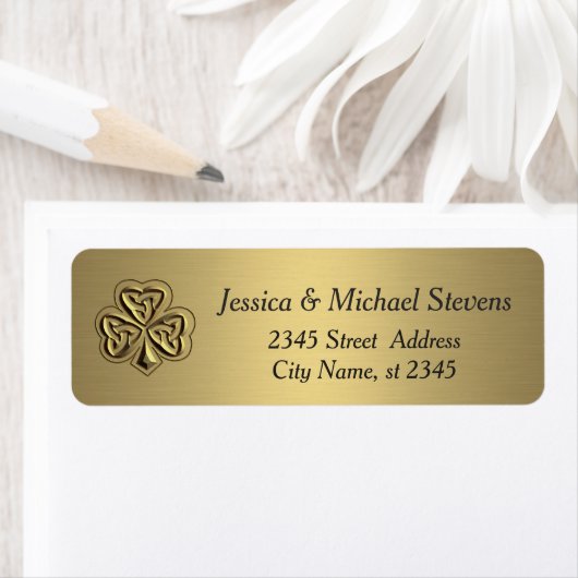 Elegantes trendiges Irish Kleeblatt Gold Label (Insitu)