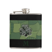 Elegantes trendiges Irish Kleeblatt Patchwork Flachmann (Vorderseite)