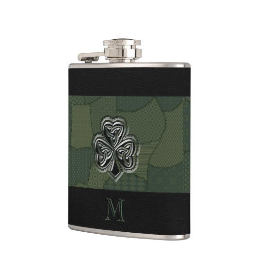 Elegantes trendiges Irish Kleeblatt Patchwork Flachmann (Links)