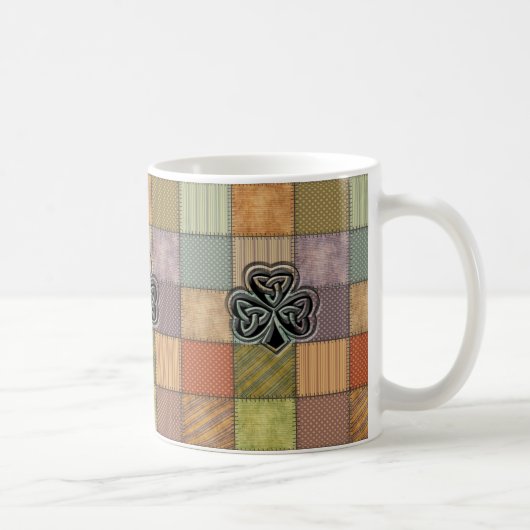 Elegantes trendiges Irish Kleeblatt Patchwork Kaffeetasse (Rechts)