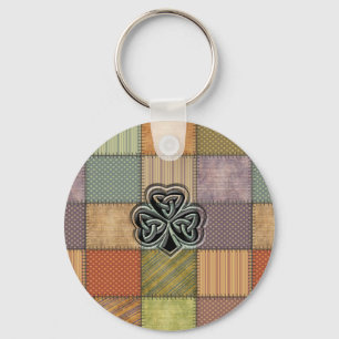 Elegantes trendiges Irish Kleeblatt Patchwork Schlüsselanhänger