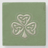 Elegantes trendiges Irish Kleeblatt Steinuntersetzer (Vorderseite)