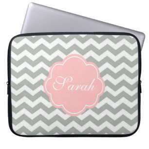 Elegantes, trendiges, modernes graues Chevron-Mono Laptopschutzhülle