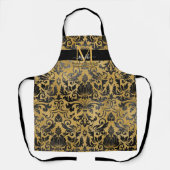 Elegantes, trendiges Schwarz-Gold-Glam-Monogramm Schürze (Vorderseite)