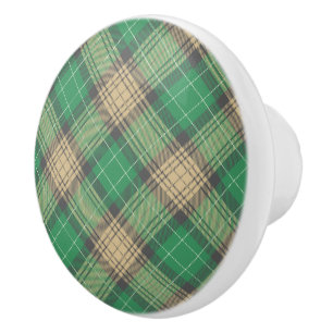 Elegantes trendiges vintage-grünes Tartan schottis Keramikknauf
