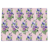Elegantes trendy Lila Blumenmuster Große Geschenktüte (Vorderseite)