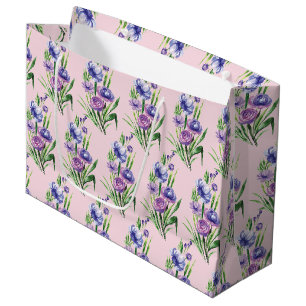 Elegantes trendy Lila Blumenmuster Große Geschenktüte