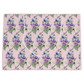 Elegantes trendy Lila Blumenmuster Große Geschenktüte (Vorderseite)