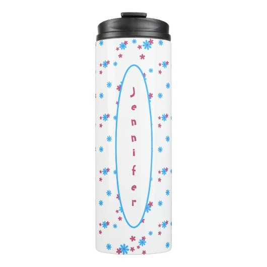 Elegantes trendy Modernes Girly White Blue Templat Thermosbecher (Vorderseite)